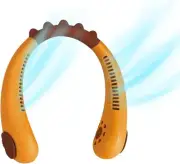 Kids Portable USB Rechargeable 3 Speed Neck Fan w/Fun Dino Spikes Orange/Red