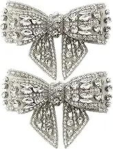 Bow Patch 2Pcs Crystal Rhinestone Bow Patches DIY Decorative Appliques 4.3x3.1in Decor for Shoes Socks Hats Clothes Hairstyling, Iron On Patch