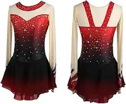 [Zagitova] Figure Skating Dress for Girls Patchwork Gradient with Shiny Rhinestone Women Ice Competition Dance Costume