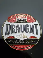 NEW WEST END DRAUGHT ONLY NATURAL INGREDIENTS METAL TAP TOP BADGE