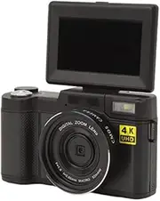 4K Digital Camera for Photography and Video, 48MP Vlogging Camera for YouTube with 180° Flip Screen, 16X Digital Zoom, 52mm Lens Mount, 2 Batteries, Gifts