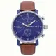 【FOSSIL】FOSSIL 美國最受歡迎頂尖運動時尚三眼計時皮革腕錶-藍+咖啡-BQ2163