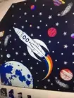 Lands End Boys Quilt Bedspread Twin size Rocket Outer Space Navy Cotton NEW