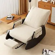 YTTSXAD Nursing Rocking Chair,Sleer Chair, Armchairs for Living Room with Folding Foot pad Wood Base and Side Pocket,Comfy Rocking Chair for Living Room Bedroom