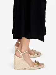 Gold Foil Leather GG Wedges