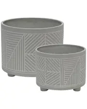 Sagebrook Home Ceramic Diamond Footed Planter Set
