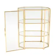 3-Tier Jewelry Box Glass Makeup Organizer Jewelry Box Multifunction Display Case for Dressing Table Decoration Storage transparent