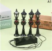 4Pcs/Set Christmas Mini Street Light Model Dollhouse Streetlight Micro-Landscape