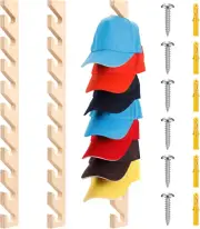 3 Pack Wooden Hat Rack for Baseball Cap Wall Mount Hat Racks Vertical Baseball C