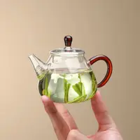 在飛比找ETMall東森購物網優惠-玻璃小茶壺一人用功夫茶單壺迷你手把壺精致對嘴喝茶壺綠茶泡茶器
