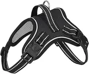 BYVCUI Dog Harness No Pull Adjustable Reflective Oxford Front Clip Vest for Small Medium Large Dogs Walk Training Pet Owners Easy Control Soft Back Handle Easy to Put on & Take Off (Black, XS)