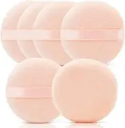 [Kalevel] 6pcs Makeup Powder Puffs Sponge Compact 2.4 Inch Cotton Reusable Cosmetic Powder Puff Soft Sponge Small Powder Puffs with Handle for Face Body Loose Powder