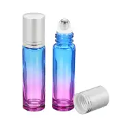 2Pcs 10mL Roller Bottles, Glass Essential Oil Roller Balls, Blue Purple