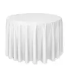 120" Round Polyester Fabric Tablecloths for Wedding Banquet - White