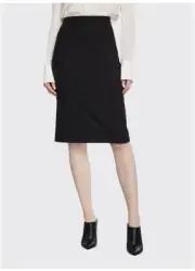 Theory Skirt Womens 6 Black Hemdall B Virgin Wool Blend Pencil Career Workwear