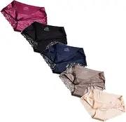 [HEJIGOOD] Women's Mid Waist Panties Bikini Lace Hipster Undies Breathable Cheeky No Show Briefs M-XXL