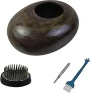 UTALIND 1pcs Japanese Ikebana Vase Kit Pebble Shape Ikebana Vase Set for Ikebana Floral Art Office Decoration, Brown and Green
