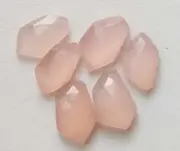 14-16mm Rose Pink Chalcedony Fancy Flat Back Cabochon, Light Pink Faceted