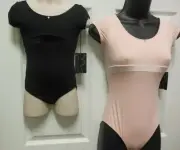Bloch capsleeve leotard 2 colrs Girls sizes CL7052 Dance velvet accent band