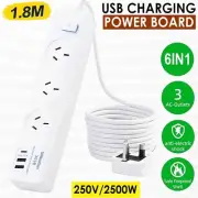2 USB Charging Power Board 3 Way Outlets Socket Charger Ports Surge Protector AU