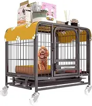 Dog Crate For Small Dogs,Indoor Dog Crate,Metal Dog Crate,pet Crates,Kennel With Wheels And Removable Tray,dog Crate Furniture For Small/Medium/large Dog(Black,30.7x21.3x27.6in)