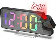 ORIA Projection Alarm Clock, Digital Projection Clock with 180° Rotatable Projector, 7.9'' Large Display, 4 Adjustable Brightness, Snooze, Date, Temperature, LED Alarm Clock for Home, Office -Colorful
