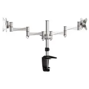 Brateck BT-LDT02-C024 Dual Monitor Elegant Aluminium w/Arm & Desk Clamp Silver 13"-27" VESA