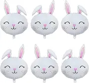 30.2" Jumbo Easter Bunny Balloons - Happy Easter Bunny Head Foil Balloons - Easter Animal White Bunnies Rabbit Balloon Jungle Farm Party Birthday Baby Shower Decoration