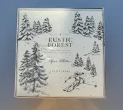 Pottery Barn Rustic Forest Alpine Skier Appetizer Plates Set of 4 Mixed Design