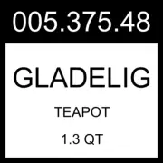 IKEA GLADELIG Teapot Gray 1.3 qt 005.375.48