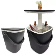 13.3 In. Patio Black Plastic Outdoor Trunk Table Ice Bucket