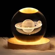 Crystal Night Light Creative 3D Saturn Glowing Projection Lamp Planet Model .Lamp Planets Ball Lamps for Birthday Christmas, Astronomy Space Presents for Boys Kids
