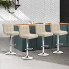 Artiss Set of 4 PU Leather Gas Lift Bar Stools - Beige New