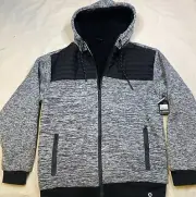 Airwalk Men's Y2K Gray Black Spacedye Sherpa Lined Plush Zip Front Hoodie Size L