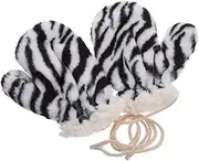 [PACKOVE] 1 Pair Zebra Print Winter Gloves for Women Stylish Full Finger Mittens with Neck Hanging Design for Cold Weather Riding Walking and Traveling Maximum Warmth and Full Hand