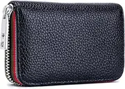 [YOKONICO] New Upgrade Credit Card Holder Genuine Leather RFID Blocking Credit Card Wallet with Zipper Mini Card Card Wallet Business Case Purse Credit Card Holder for Men Women