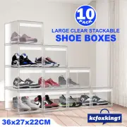 10X Sneaker Display Shoe Boxes Storage Case Container Plastic Wardrobe Organizer
