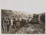 REPRINT OF ORIGINAL WWI PHOTO OF SOLDIERS PREPARING HOWITZER GUN
