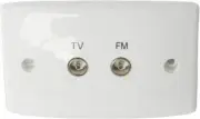 Double TV & FM Radio Splitter Socket Plate Reduces Interference + wall bracket