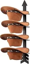 Cowboy Hat Rack for 4, Holder With Rustic Arrow Wood Board, Western Decor Hanger Organizer for Wall (1 Pack)