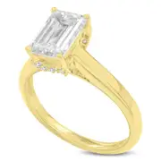 LuvMyJewelry Narine 14K Yellow Gold Emerald Cut Lab Grown Diamond Hidden Halo Engagement Ring - 2.15 Ct at Nordstrom, Size 6