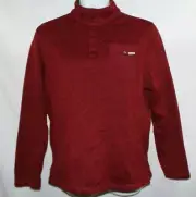 WOOLRICH Red Tweed Heathered Fleece Pullover Sweater L LS