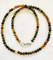Apatite Necklace, 16 inch Long, Sterling Silver Clasp, Natural Gemstone Necklace