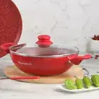 Wonderchef Royal Velvet Non-Stick Aluminum Stir Fry Wok with Handles and Lid