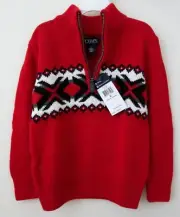 CHAPS Red Quarter ZIP Pullover Sweater NWT Sz 5 Boys $40 100% cotton
