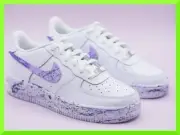 Custom Air Force 1 Purple Black Icy Splatter/Air Force 1 Custom Shoes NEW IN BOX