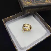 在飛比找Yahoo!奇摩拍賣優惠-現貨直出DIOR迪奧 新款黃銅超閃字母戒子復古指環歐美做舊開