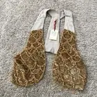 Raga Beaded Mini Zeno Vest fringe Gold Sequin Gatsby Boho artsy Sz S NWT