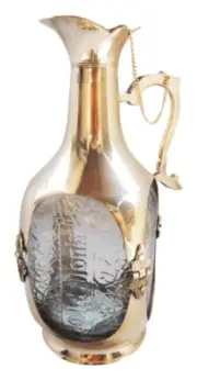 Brass Antique Pitcher Water Jug With Glass Design - 10 Inch