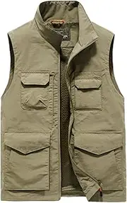 [AKTQL88] Men's Multi-Pocket Gilet Outdoor Leisure Fishing Vest Spring and Autumn Breathable Gilet Utility Photography Vest